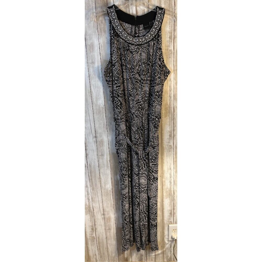 Rafaella Black White Abstract‎ Print Sleeveless Jumpsuit Size Large